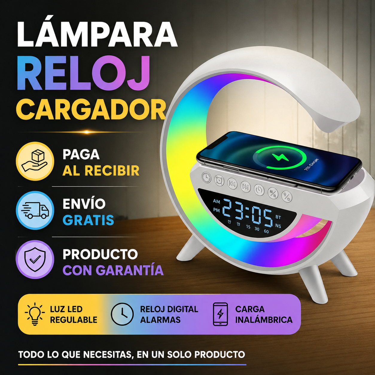 LumiTime™ - Cargador, altavoz, despertador
